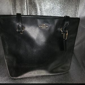 Coach Black Leather Structured Tote